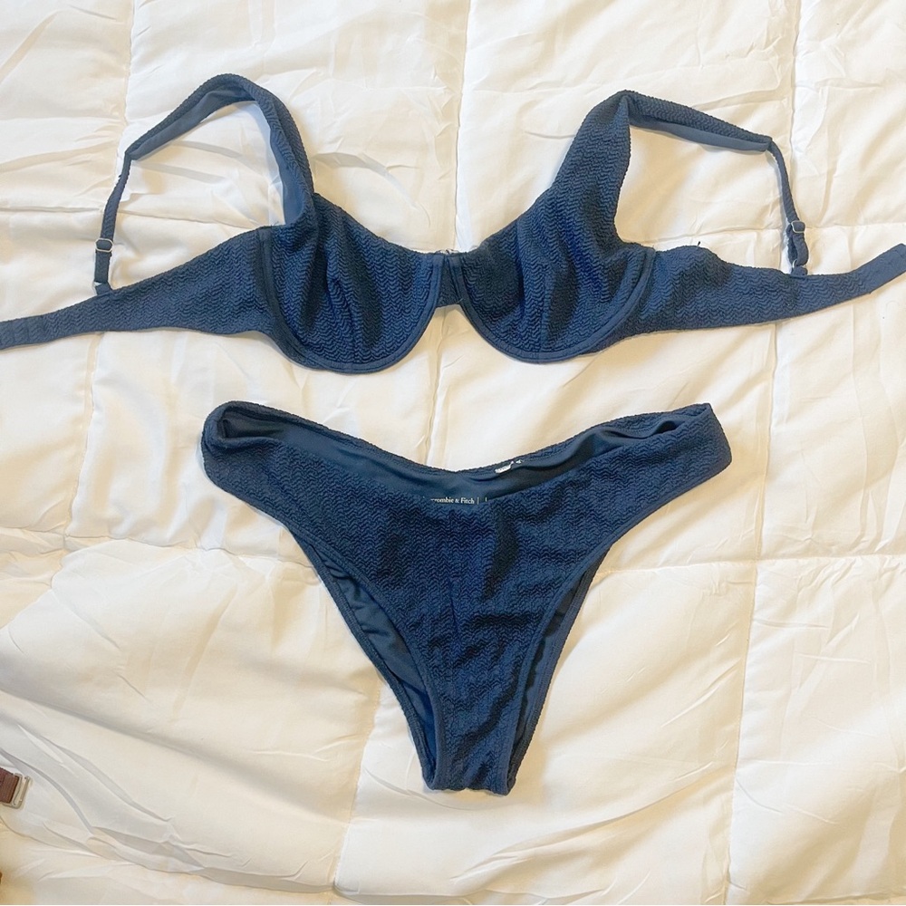Abercrombie Dark Blue Textured Bikini